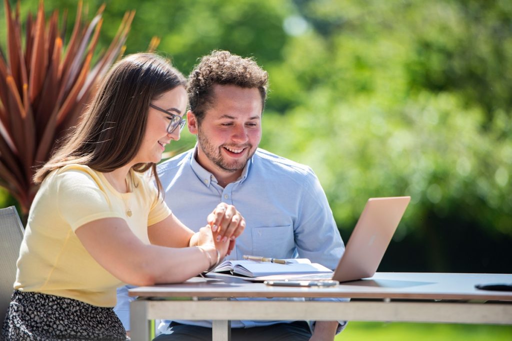 Lifestyle Image Couple Looking Computer