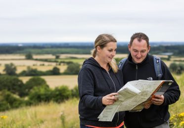 People Reading Map Lincolnshire Wolds