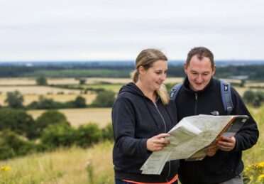 People Reading Map Lincolnshire Wolds