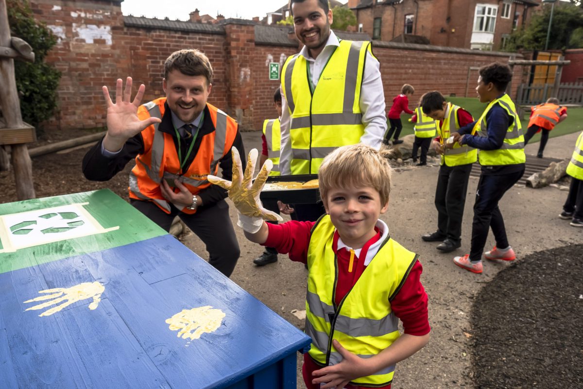 Children Learn Recycling Lindum Staff