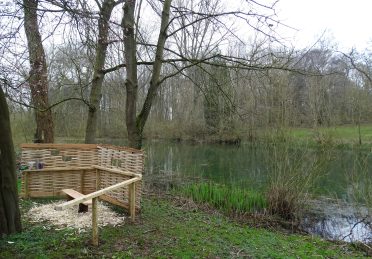 Outdoor Bird Viewing Point Over Pond