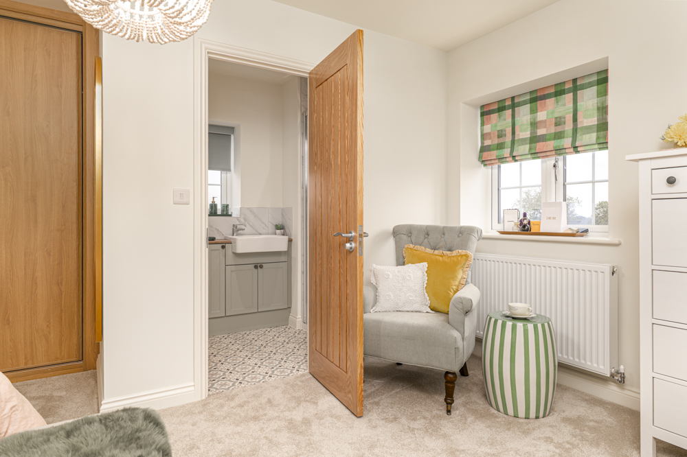 Heath View Show home bedroom 1 view into ensuite