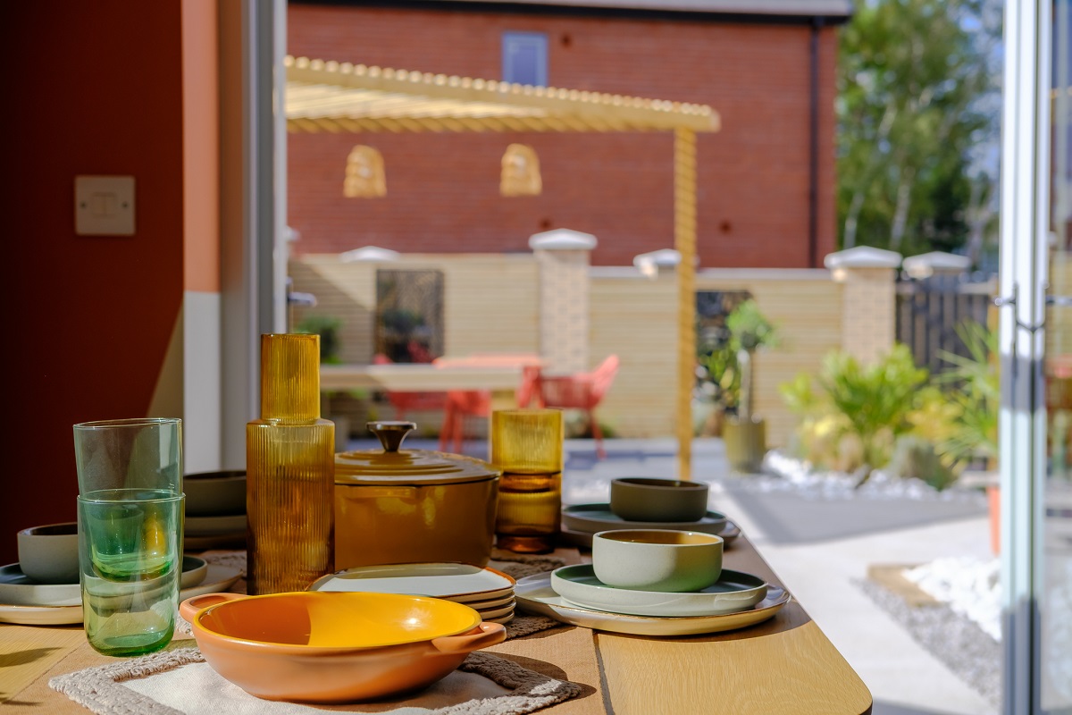 One at Charterholme show home dining to garden view